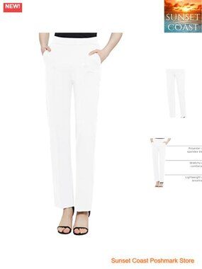 Stretchy Straight Leg Yoga Dress Pants with Pockets for Work
